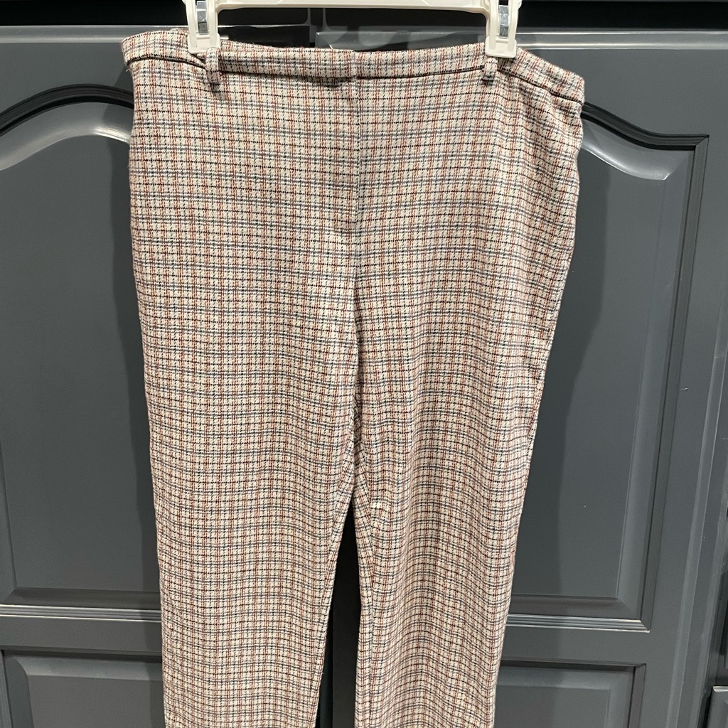 Theory Plaid Cropped Pants In Brown And Gray